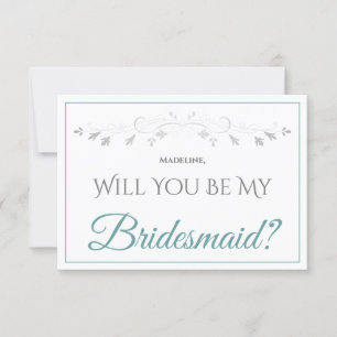 Eleganten Teal & Grått ska vara mitt Bridesmaid Ca Kort