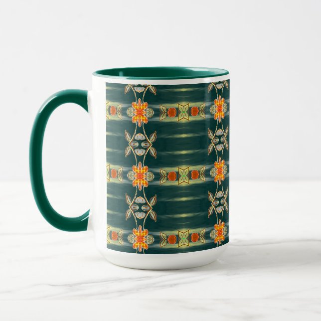 Eleganten Teal Grönt Designad kaffe Mugg (Vänster)