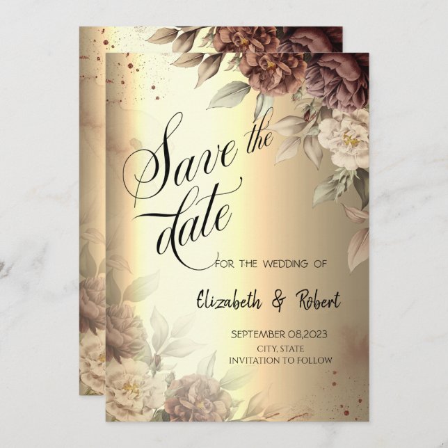 Eleganten Terracotta Ro Guld Skript Spara datum Spara Datumet (Fram/baksida)