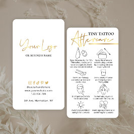 Eleganten Tiny Tattoo Aftercare Guide Guld PMU Visitkort