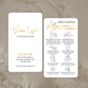 Eleganten Tiny Tattoo Aftercare Guide Guld PMU Visitkort