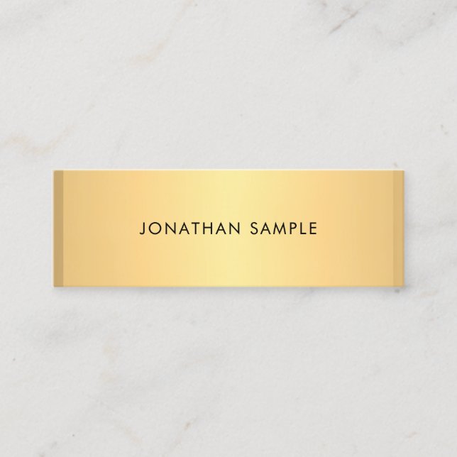 Eleganten trendig Faux Guld Modern Simple Template Mini Visitkort (Framsida)
