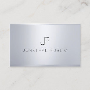 Eleganten Trendig Silver-mall Monogrammed Modern Visitkort