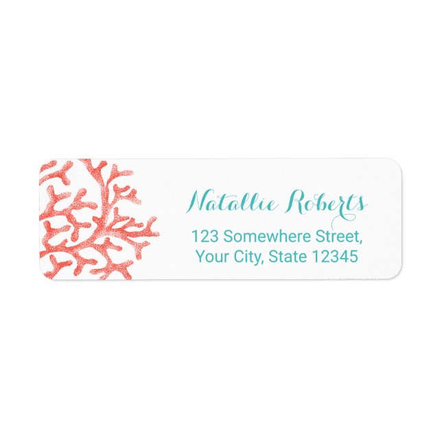 Eleganten Tropical Beach Coral Reef Returadress Etikett (Framsidan)