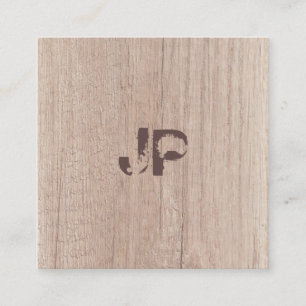 Eleganten Tryckt textmonogram Wood-utseende Fyrkantigt Visitkort