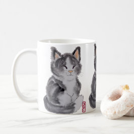 Eleganten Tuxedo Cat Black White Kitten Watercolor Kaffemugg