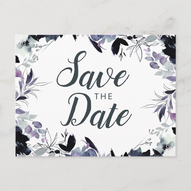 Eleganten Tvättfärg för Blommigt Spara datum Meddelande Vykort (Framsida)