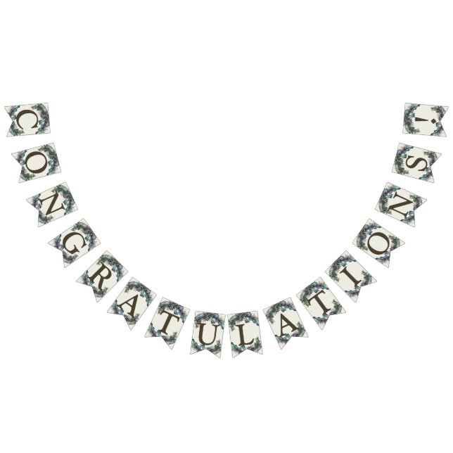 Eleganten Välkommen Bröllopsfest Grönt Lila Löv   Vimplar (Alla)