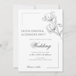 Eleganten Vallmoblommor, enkel chic bröllop Inbjudningar