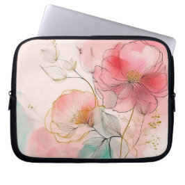 Eleganten Vattenfärgsblommor - bakgrund Laptop Fodral