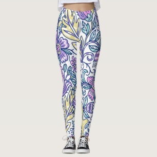 Eleganten Vattensfärgad blomfärgad natur Leggings