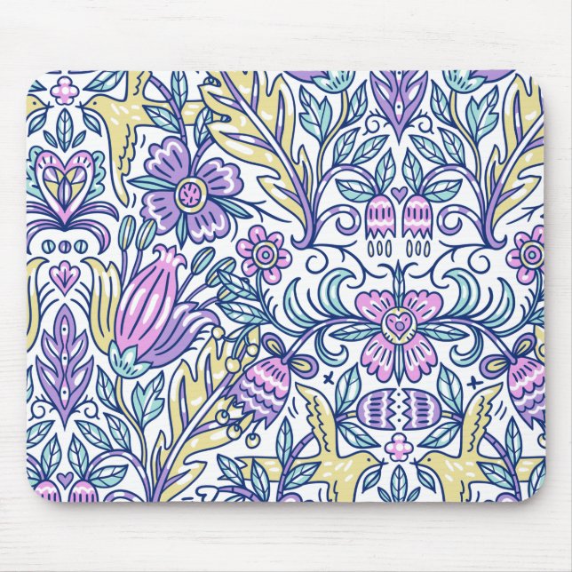 Eleganten Vattensfärgad blomfärgad natur Musmatta (Framsidan)