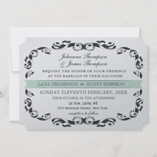 Eleganten Victorian Flourish Filligree Bröllop Inbjudningar