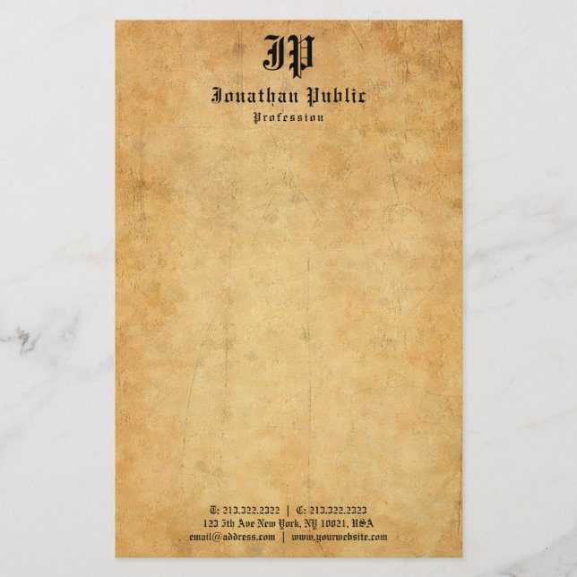 Eleganten vintage Calligraphed Monogram-mall Brevpapper (Framsida)