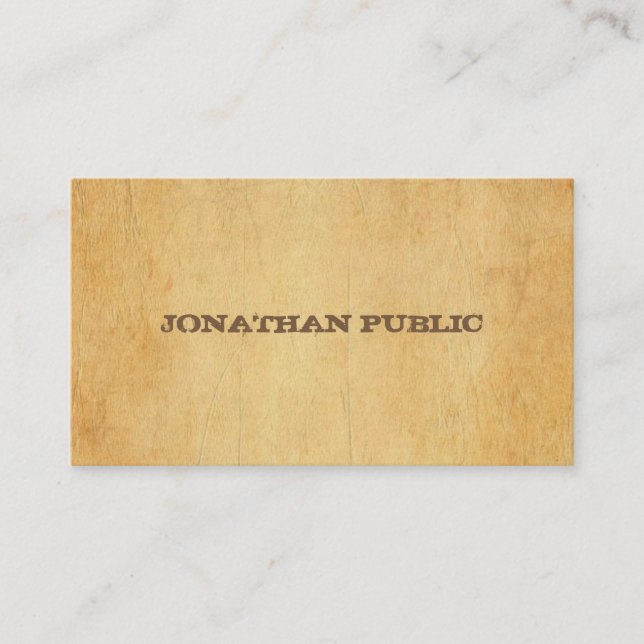 Eleganten vintage Gammal Papper tryckt skripttext Visitkort (Framsida)
