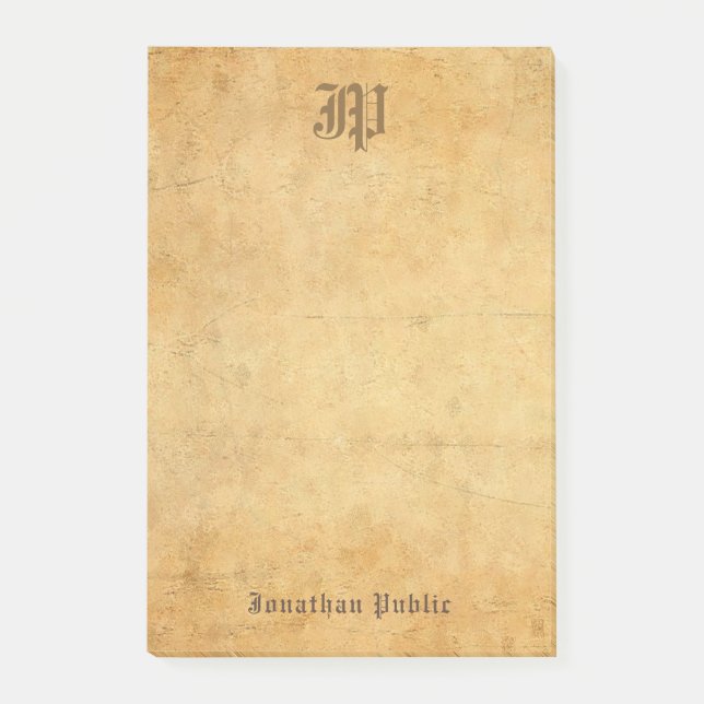 Eleganten vintage mall Calligraphed Monogram Post-it Block (Framsida)