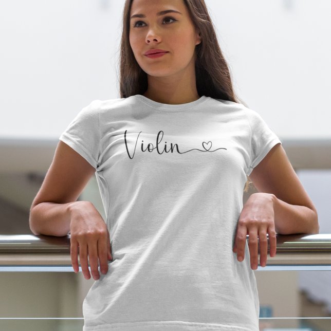 Eleganten Violin Heart för enkel skrift T Shirt (Skapare uppladdad)