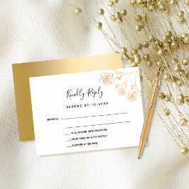 Eleganten Vita guld i blommigt i modern bröllop OS Anteckningskort