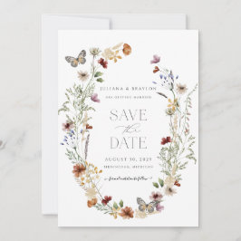 Eleganten Watercolor Blommigt & Butterfy Spara Datumet