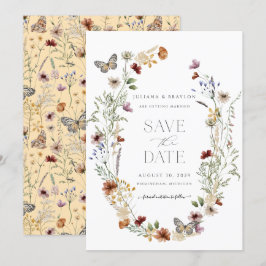 Eleganten Watercolor Blommigt & Butterfy Spara Datumet