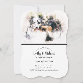 Eleganten Watercolor Collie Hundar bröllopsinbjudn Inbjudningar
