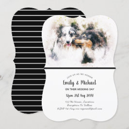 Eleganten Watercolor Collie Hundar bröllopsinbjudn Inbjudningar