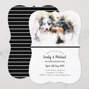 Eleganten Watercolor Collie Hundar bröllopsinbjudn Inbjudningar