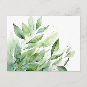 Eleganten Watercolor Greenery Löv Botanical Vykort