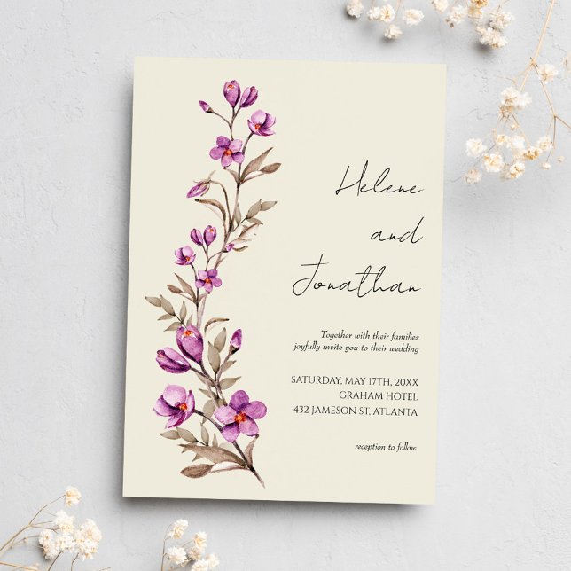 Eleganten WildblomBlommigt Pastel Boho Bröllop Inbjudningar (Skapare uppladdad)