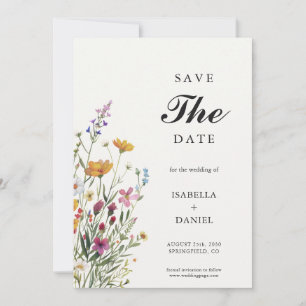 Eleganten Wildblomma Boho Spara datum Inbjudningar