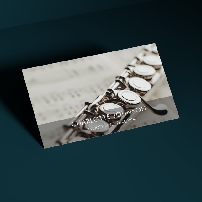 Eleganten Woodwind Teacher Modern Flute Black&Whit Visitkort (Skapare uppladdad)