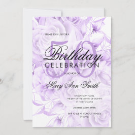 Elegantens 50:e Födelsedagsfestens Blommigt Lila V Inbjudningar