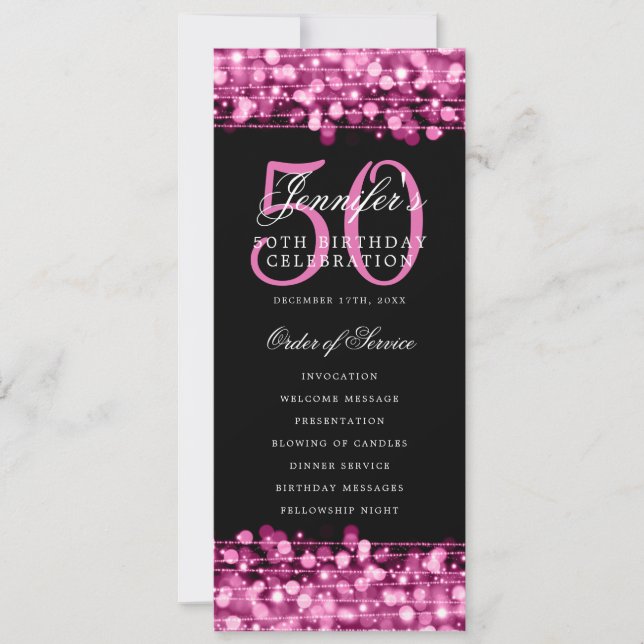 Elegantens 50:e Shock rosa för Födelsedagsfest Inbjudningar (Framsida)