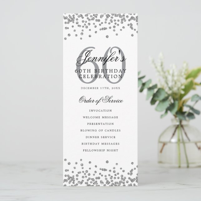 Elegantens 60:e Födelsedagsfest-Silver-meny Inbjudningar (Stående Fram)