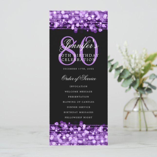 Elegantens 80:e Födelsedagsfest-Lila Inbjudningar (Stående Fram)