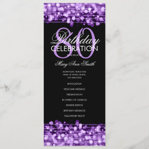 Elegantens 80:e Födelsedagsfest Program Lila Menu
