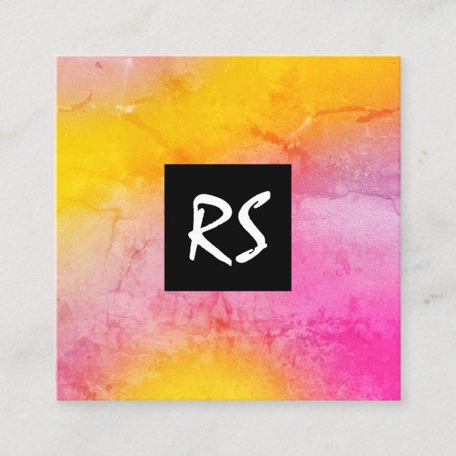 Elegantens abstrakt - levande färgstark grafik fyrkantigt visitkort (Framsida)