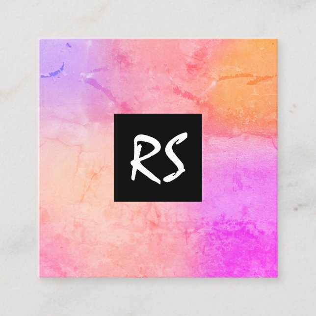 Elegantens abstrakt - levande färgstark grafik fyrkantigt visitkort (Framsida)