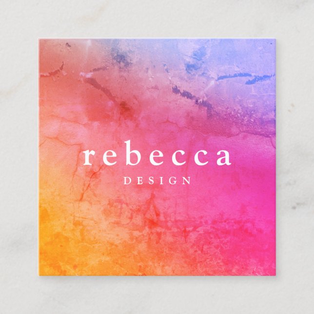 Elegantens abstrakt - levande färgstark grafik fyrkantigt visitkort (Framsida)