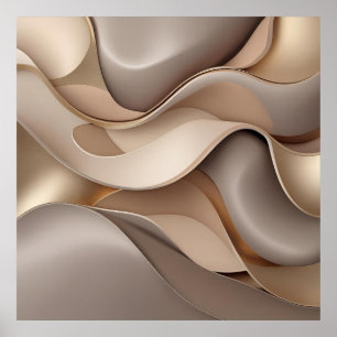 Elegantens Abstrakt - minimalistiskt Guld & Taupe Poster