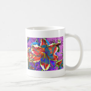 Elegantens abstrakt - röd blå blomma kaffemugg