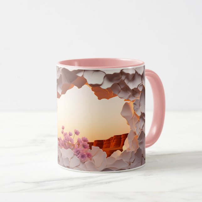 Elegantens Abstrakt, väggbrytning, design med uppb Mugg (Framsida höger)