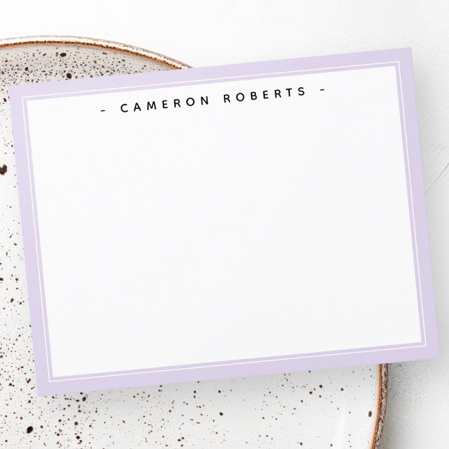 Elegantens anpassade anteckningskortsljus för namn tack kort (Elegant custom name note card light purple border)