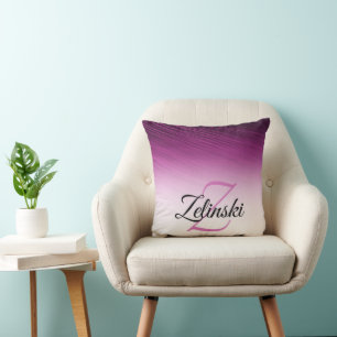 Elegantens anpassade namn Monogram Lila Ombre-bryt Kudde