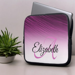 Elegantens anpassade namn Monogram Lila Ombre-bryt Laptop Fodral