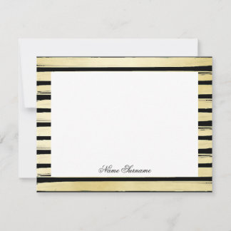 Elegantens anpassade namn Svart guld-folie strimla Anteckningskort