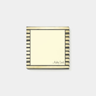Elegantens anpassade namn Svart guld-folie strimla Post-it Block