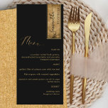 Elegantens Anpassningsbar med Guest Namn Black och Meny<br><div class="desc">Varför lägga ut på platskort och menykort när du kan ha en personlig för allt-i-ett-elegantens elegant med varje gäst namn! Contemporary, enkel design och elegant med vackert gyllene rand med gäst namn i modern handskriven kalligrafi i svart. Tillbaka i svart. Obs! En enskild beställning för varje meny genom att lägga...</div>