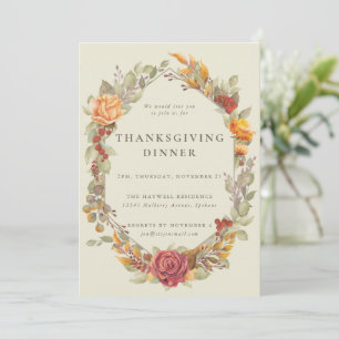 Elegantens automatiska Blommigt Gräns Thanksgiving Inbjudningar