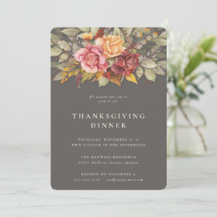 Elegantens automatiska Blommigt Gräns Thanksgiving Inbjudningar